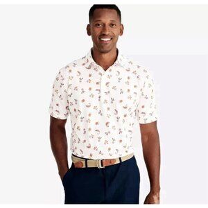 Johnnie-O Mens White Golf Shirt Large Polo Polyester Stretch Moisture Wicking